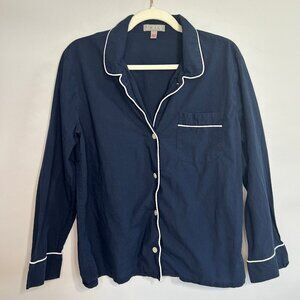 J. Crew Women’s Navy Blue Cotton Button Down Sleep Pajama Shirt Size Small
